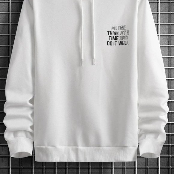 White Mens Hooded Sweater - Picture 4 of 7